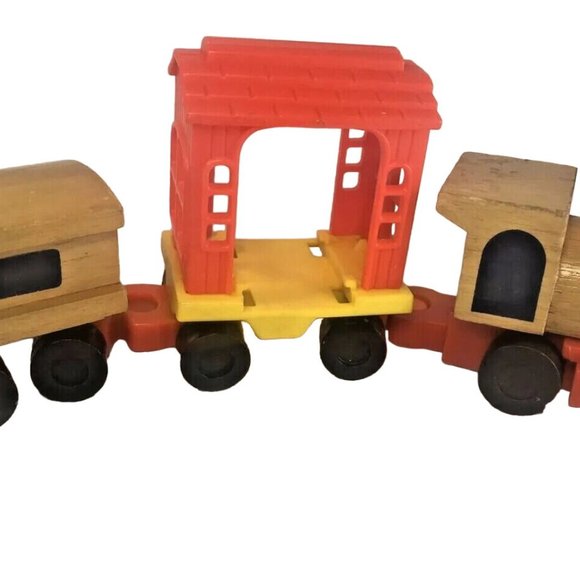 Vintage 1972 Mattel Wind Up Putt Putt Wooden Train Toy Set Random Lot - Picture 7 of 16